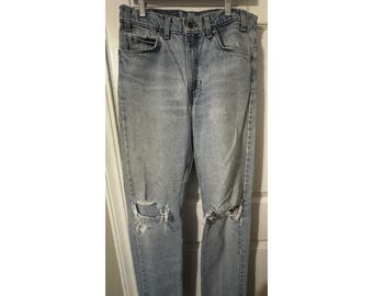 Calça jeans Levi's 505 Distressed 32x34 Thrashed Grunge Y2K Lavagem clara