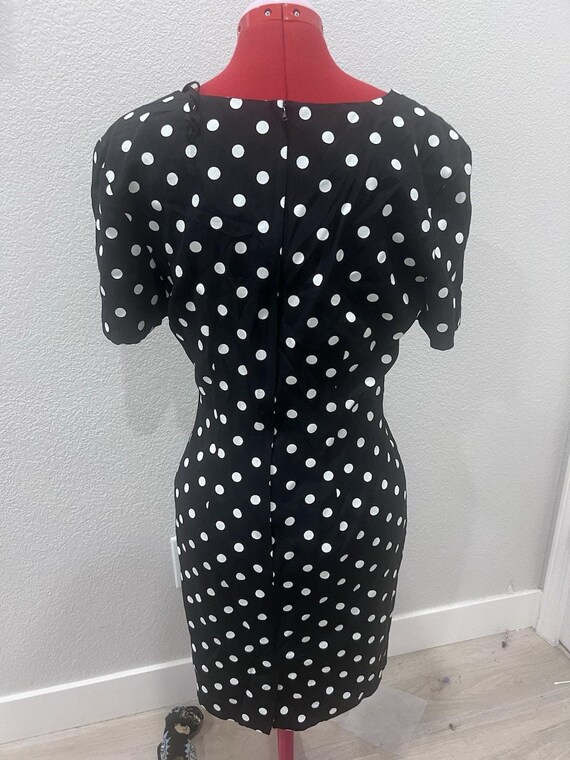 vintage My Michelle Black & White Polka Dot Dress Fitted Career Cocktail vintage My Michelle Black & White Polka Dot Dress Fitted Career Cocktail