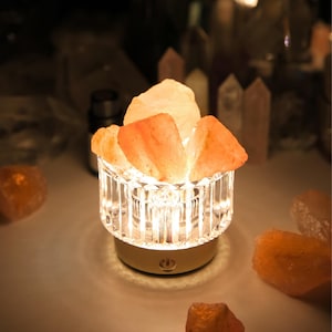 Min Energem Naturlig Himalayasaltlampa Avslappnande Lugnande Bärnstensfärgad Glöd Aromaterapi Wellness Kristall Gåva Zen Heminredning Meditation Nattlampa