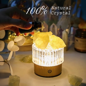 My Energem Natural Yellow Rocks Cordless Lamp: Rechargeable, Touch Dimmer, Aromatherapy Wellness Night Light, Ornament for Yoga Meditation