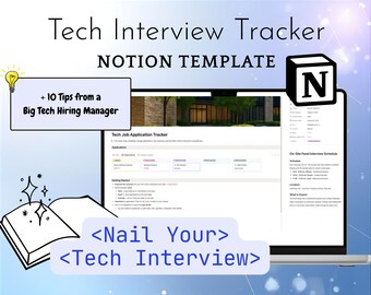 Tech Interview Tracker - Notion Template, Job Search Planner (Digital Download)