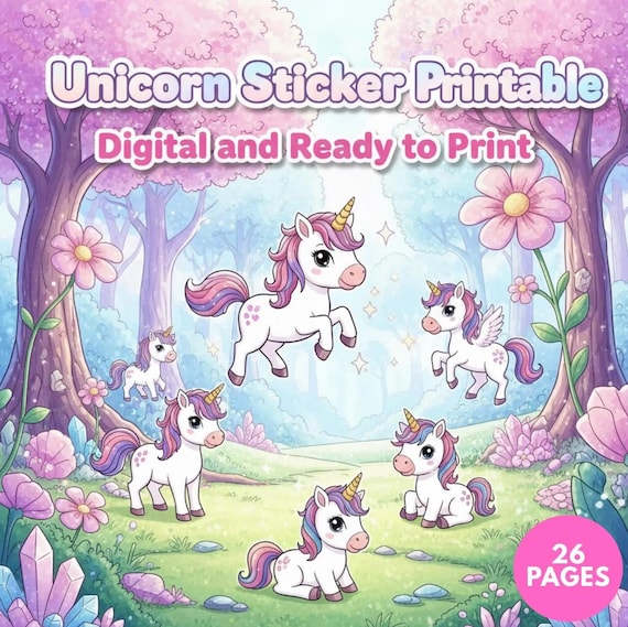 Unicorn Stickers: Printable Kids Activity Sheet