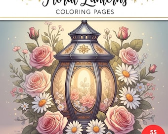 Floral Lanterns Coloring Pages | Relaxing Stress Relief Art + Surprise Bonus Pages