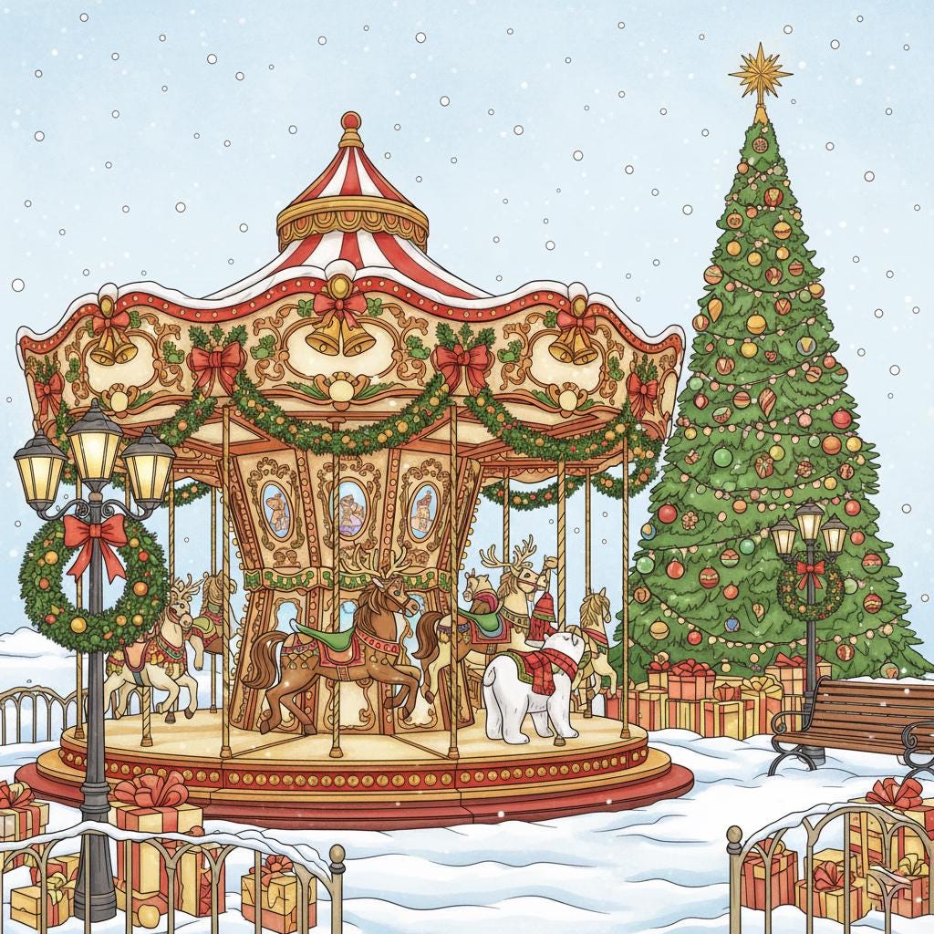 Magical Winter Carousel Coloring Book + Surprise Bonus Pages - Etsy