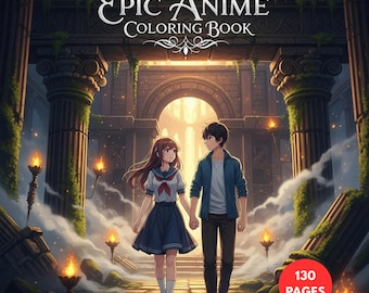 Epic Anime Manga Coloring Book | Japanese Pop Culture Art, Stress Relief (PDF Download)