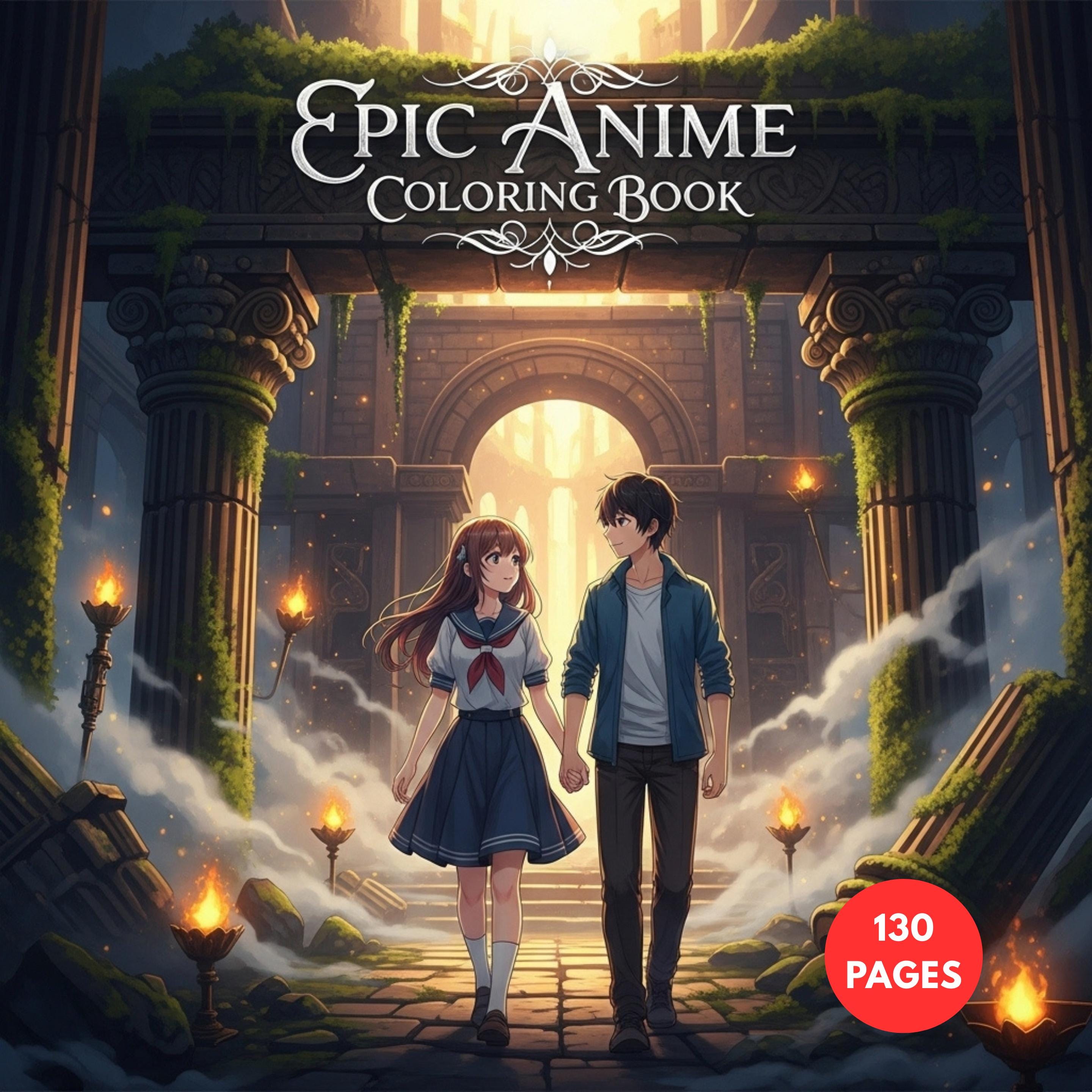 Epic Anime Scenes Manga Coloring Book: 130 Pages of Action