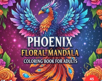 Libro da colorare con mandala floreali di fenice per adulti + pagine bonus a sorpresa
