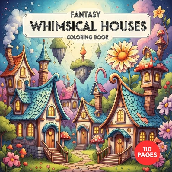 Fantasy Whimsical Houses Coloring Book + Surprise Bonus Pages