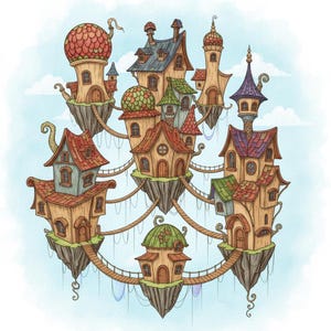 Fantasy Whimsical Houses Coloring Book + Surprise Bonus Pages image 6