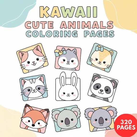 Kawaii Animals Coloring Pages: Chibi Style, Japanese Art (Digital Download)