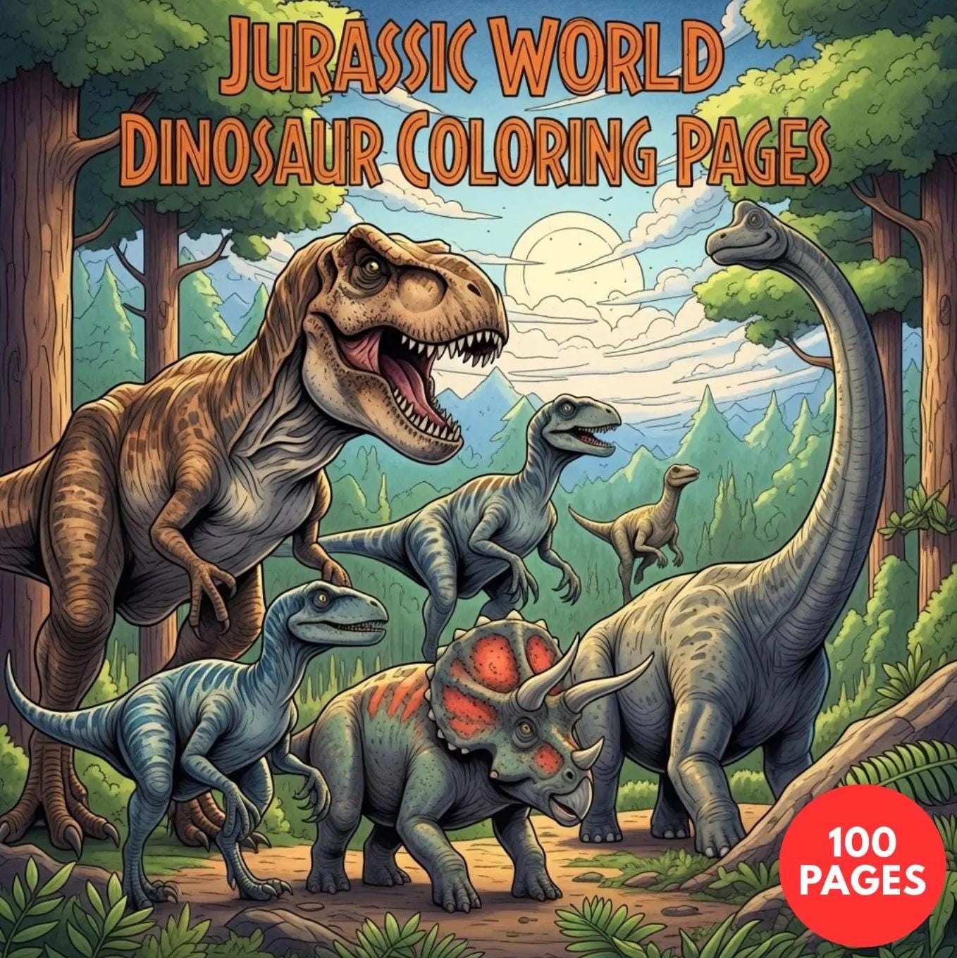 Jurassic World - Dinosaur Coloring Pages + Surprise Bonus Pages — printable PDF coloring book