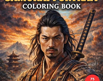 Samurai Portrait Coloring Book – Realistic Japanese Warrior Art for Adults + Surprise Bonus Pages