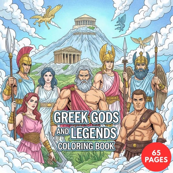Mythological Heroes: Greek Gods and Legends Coloring Book + Surprise Bonus Pages