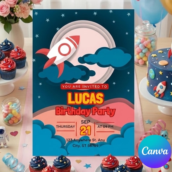 Space Birthday Invitation