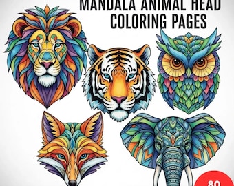 Mandala Animal Head Coloring Pages + Surprise Bonus Pages