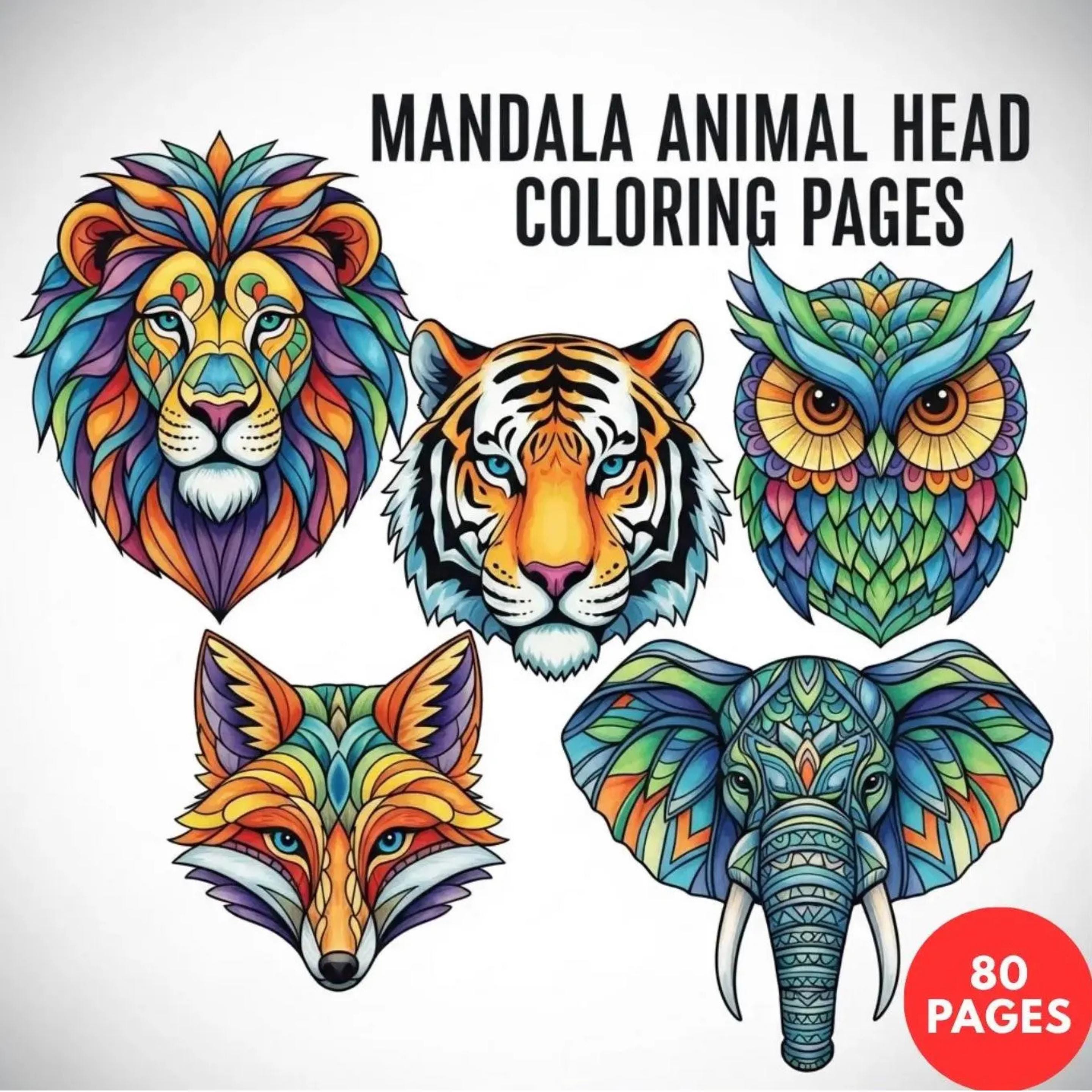 Mandala Animal Head Coloring Book: Wildlife Meets Geometry