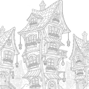 Fantasy Whimsical Houses Coloring Book + Surprise Bonus Pages image 13