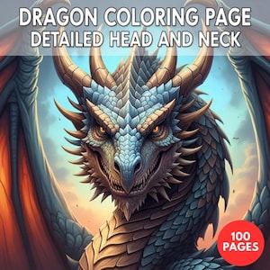 Dragon Coloring Page – Detailed Head and Neck + Surprise Bonus Pages