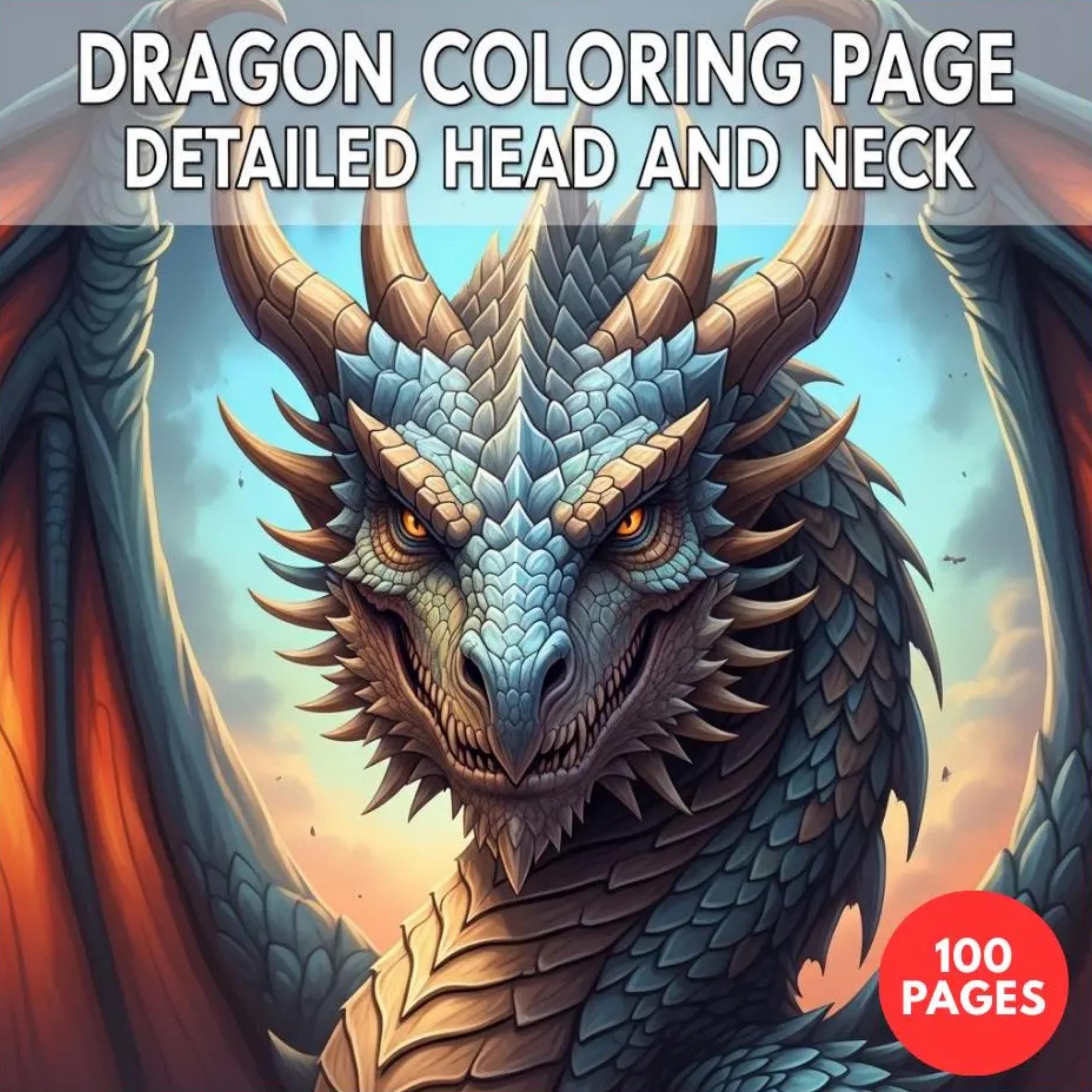 Dragon Coloring Page - Detailed Head