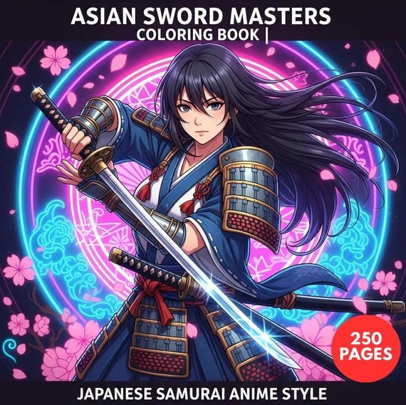 Asian Sword Masters Coloring Book