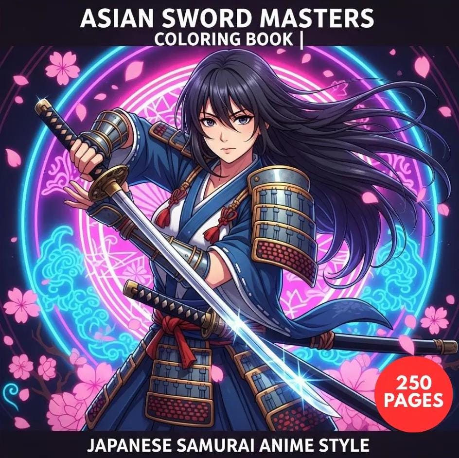 Asian Sword Masters Coloring Book: Samurai & Martial Arts