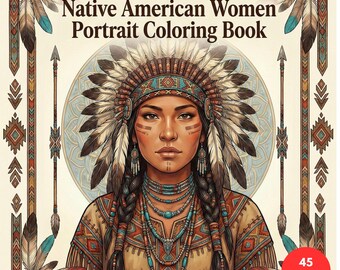Native American Women Portrait Coloring Book + Surprise Bonus Pages