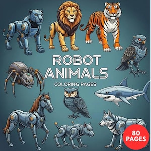 Roboter Tiere Ausmalbilder + Surprise Bonus Seiten