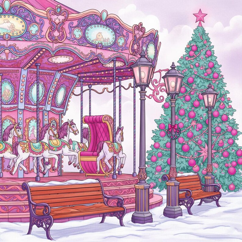 Magical Winter Carousel Coloring Book + Surprise Bonus Pages - Etsy