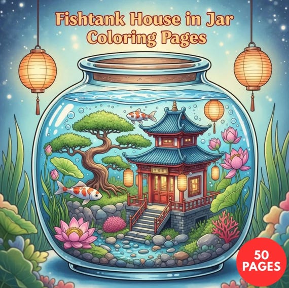 Fishtank House in Jar Coloring + Surprise Bonus Pages