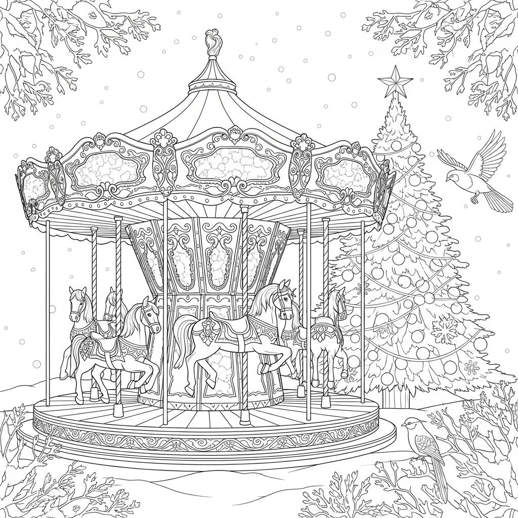 Magical Winter Carousel Coloring Book + Surprise Bonus Pages - Etsy
