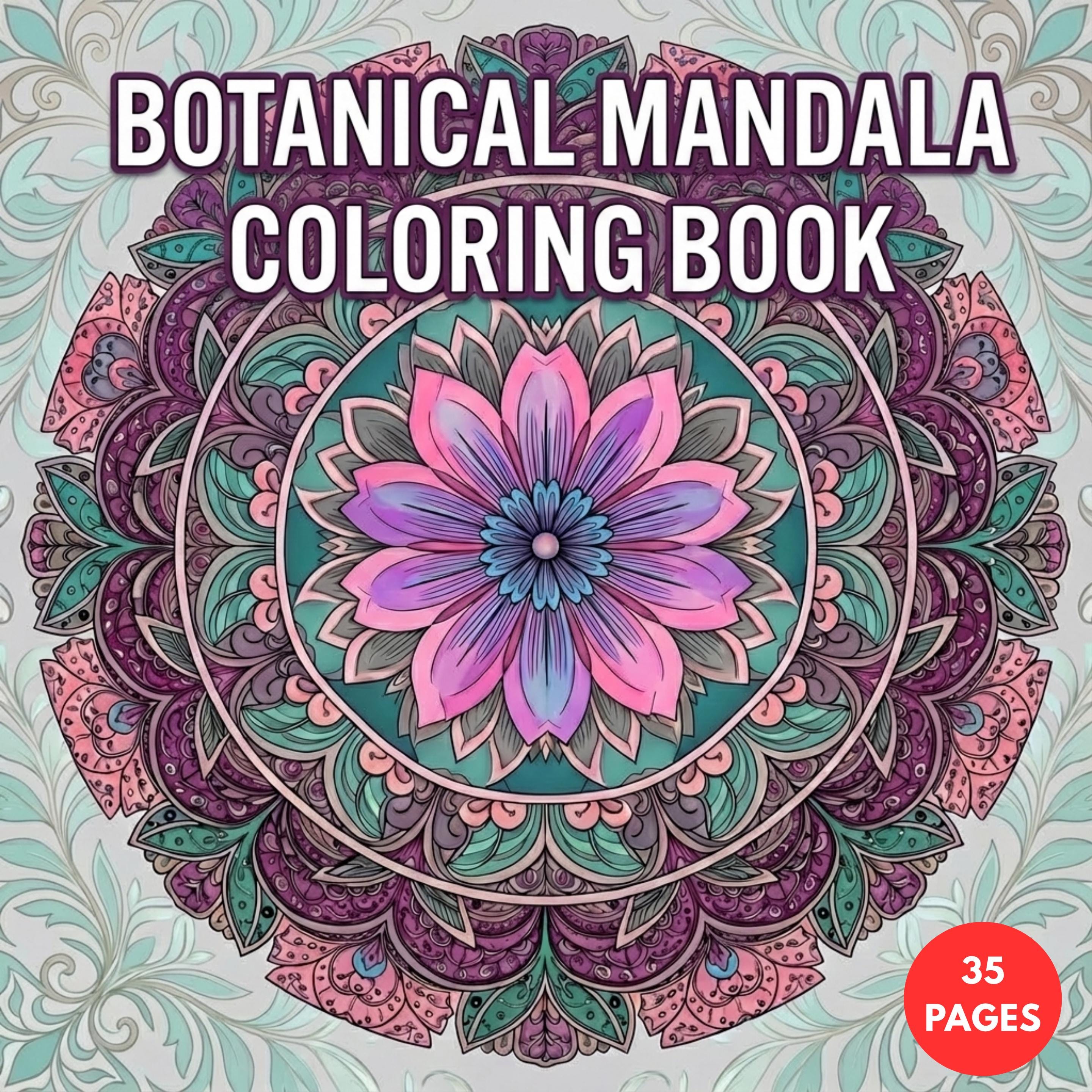 Botanical Mandala Coloring Book — printable PDF coloring book