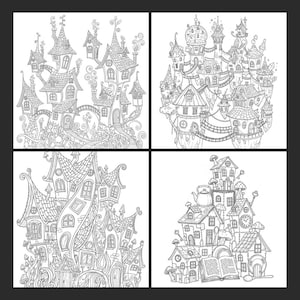 Fantasy Whimsical Houses Coloring Book + Surprise Bonus Pages image 2