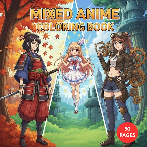 Mixed Anime Coloring Book
