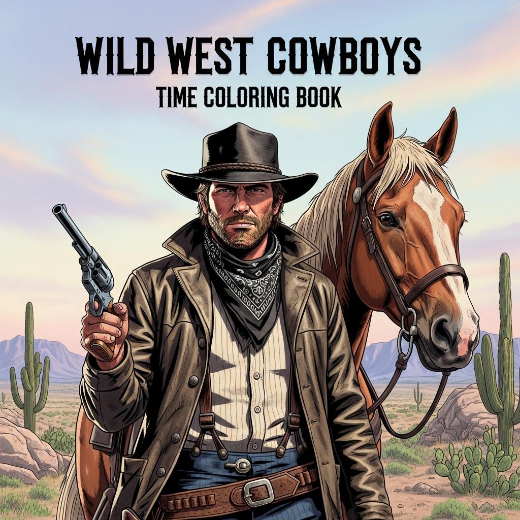 Wild West Cowboys Time — printable PDF coloring book
