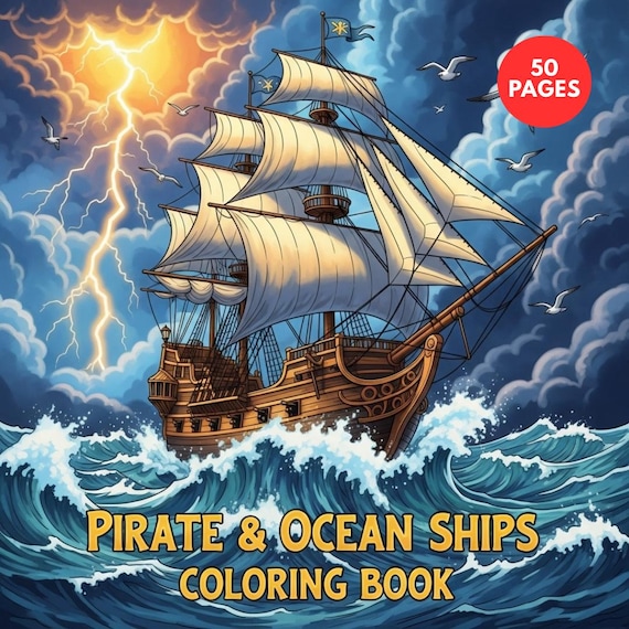 Pirate & Ocean Ships Coloring Book
