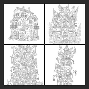 Fantasy Whimsical Houses Coloring Book + Surprise Bonus Pages image 3