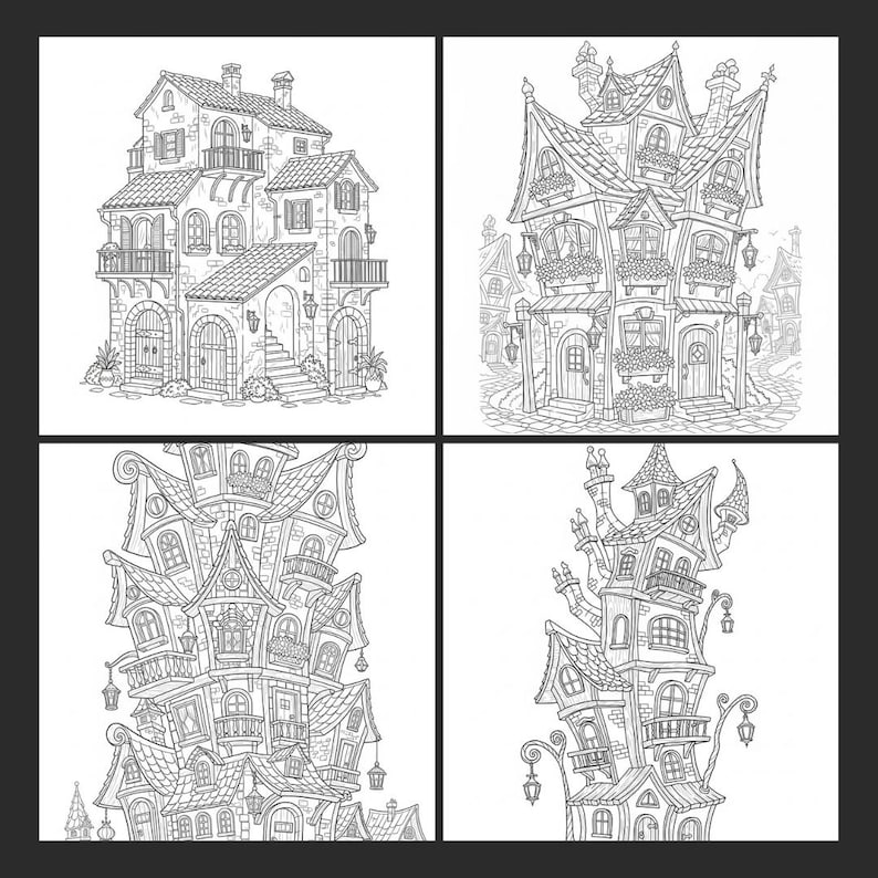 Fantasy Whimsical Houses Coloring Book + Surprise Bonus Pages image 3