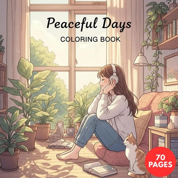 Peaceful Days Coloring Book + Surprise Bonus Pages