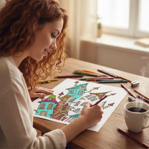 Fantasy Whimsical Houses Coloring Book + Surprise Bonus Pages image 16