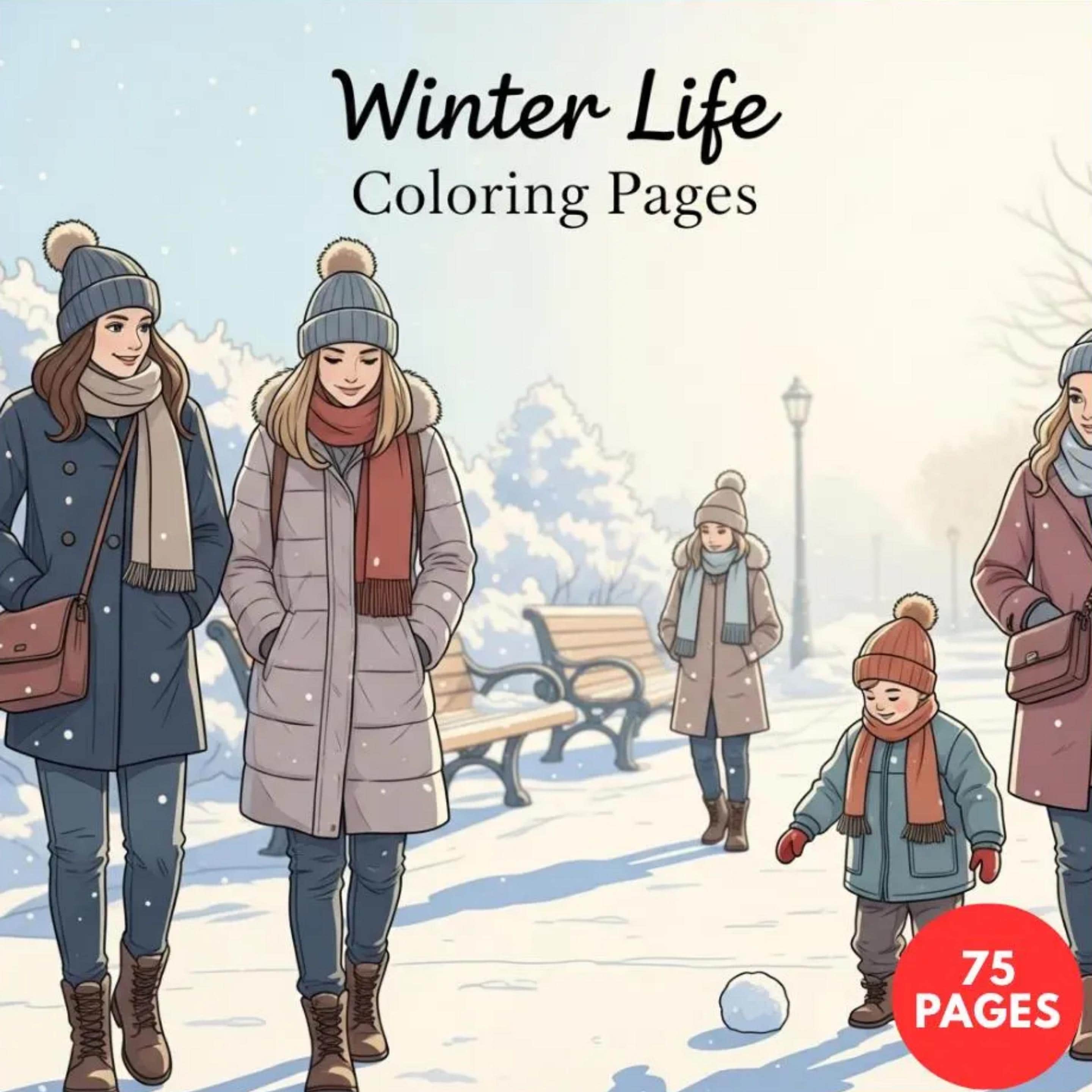 Winter Life Coloring Pages — printable PDF coloring book
