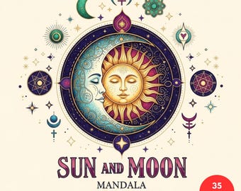 Livre de coloriage mandala soleil et lune – motifs célestes complexes pour adultes + pages bonus surprise