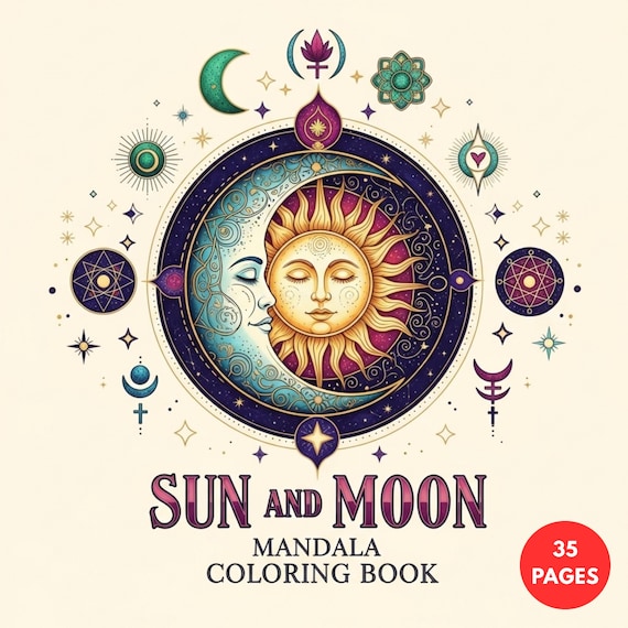 Sun and Moon Mandala Coloring Book – Intricate Celestial Designs for Adults + Su