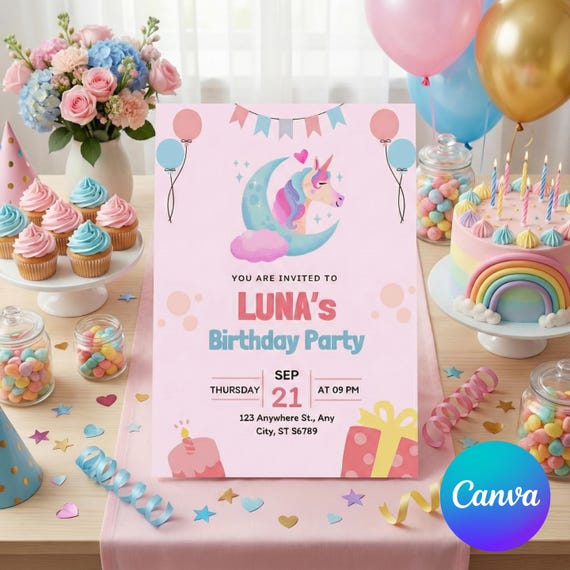 Unicorn Birthday Invitation
