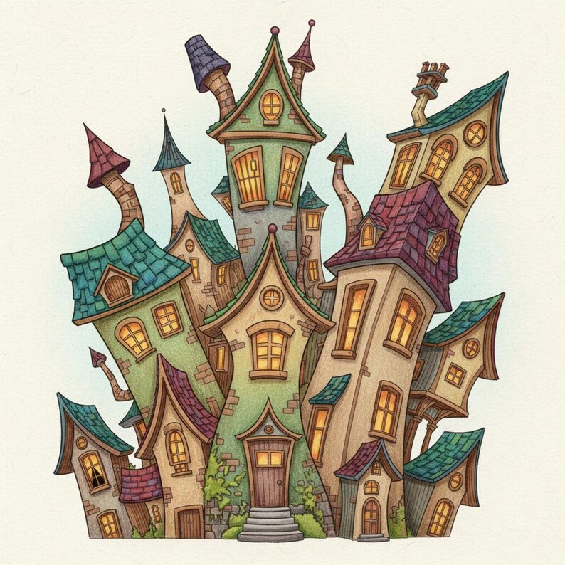 Fantasy Whimsical Houses Coloring Book + Surprise Bonus Pages image 8