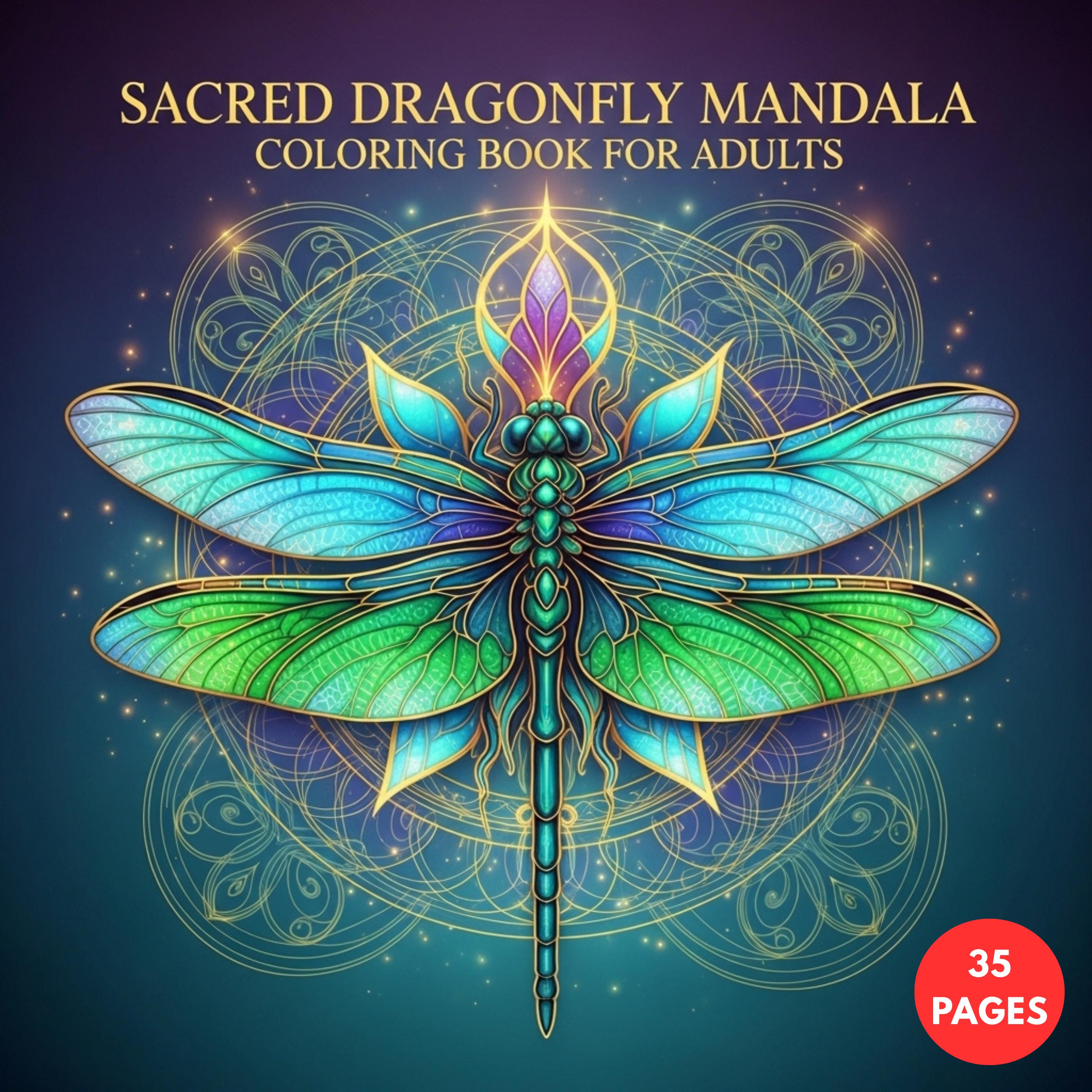Sacred Dragonfly Mandala Coloring Book — printable PDF coloring book
