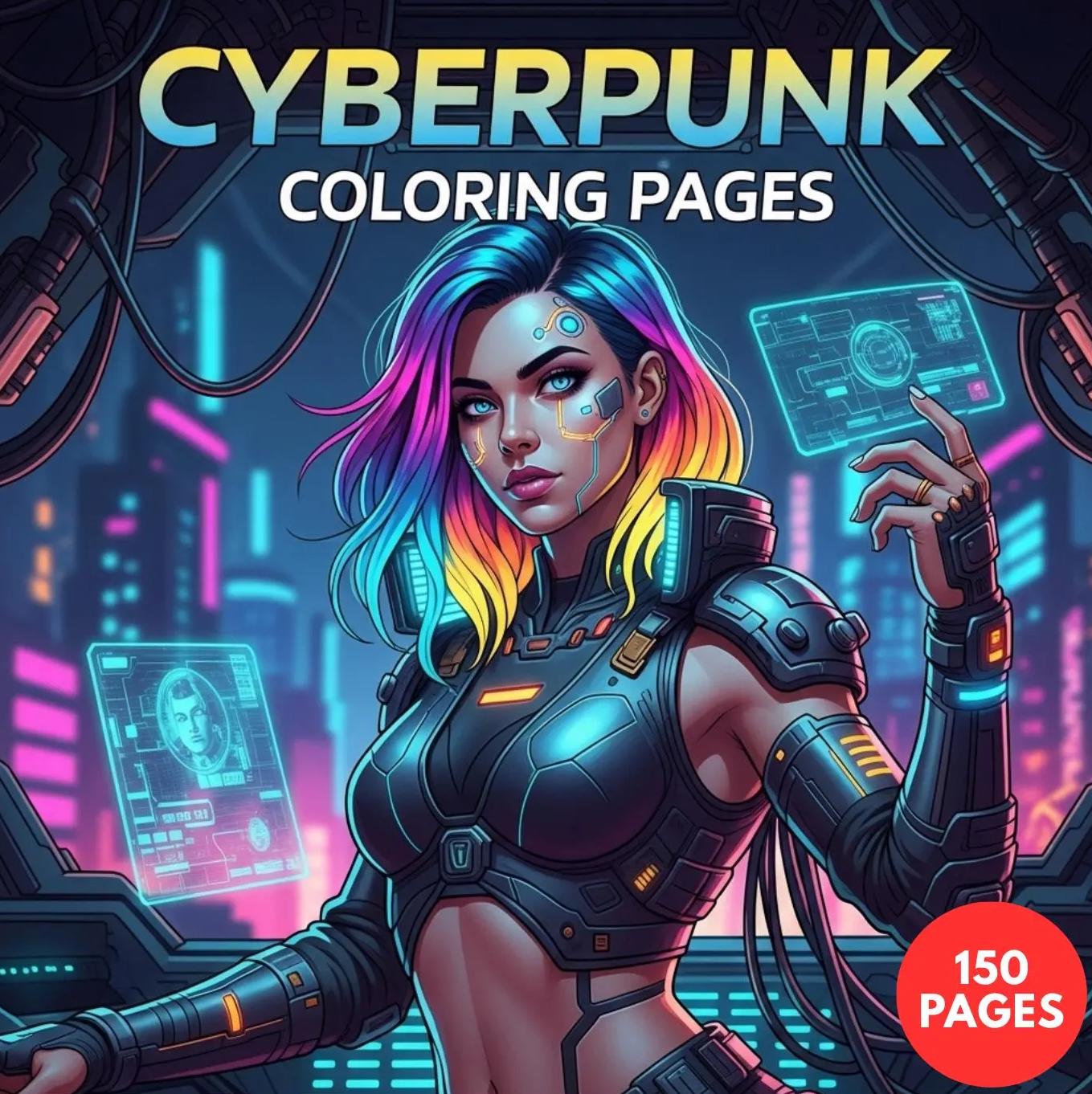 Cyberpunk Coloring Pages — printable PDF coloring book