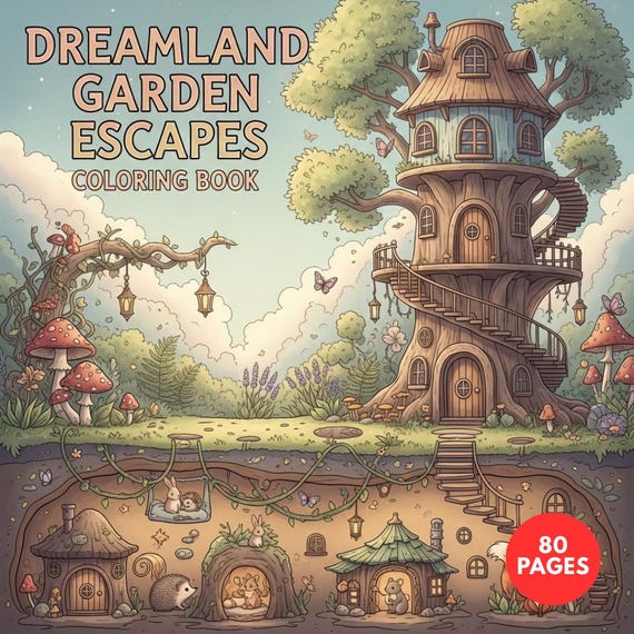 Dreamland Garden Escapes Coloring Book + Surprise Bonus Pages