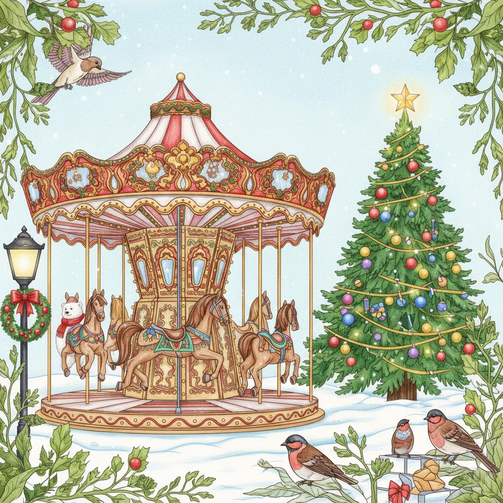 Magical Winter Carousel Coloring Book + Surprise Bonus Pages - Etsy