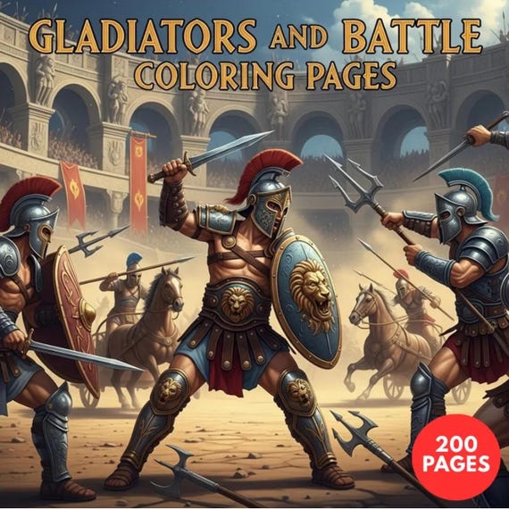 Gladiators and Battle Scene Coloring Pages + Surprise Bonus Pages
