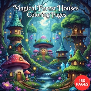 Pagine da colorare delle case nella foresta magica + pagine bonus a sorpresa
